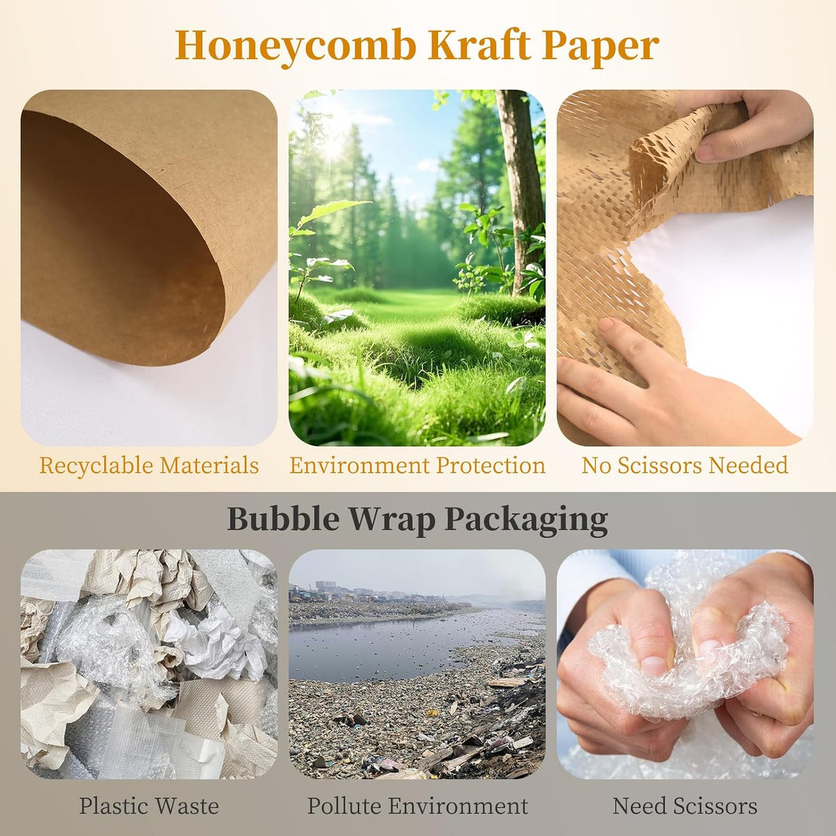 brown honeycomb packing paper 2 rolls, 15 x showing dimensions