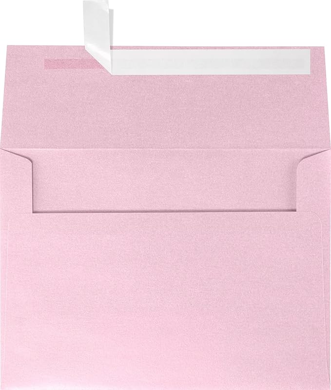 LUXPaper A7 Invitation Envelopes | Peel & Press | 5 1/4" x 7 1/4" | Rose Quartz Metallic | 80lb. Text | 50 Qty