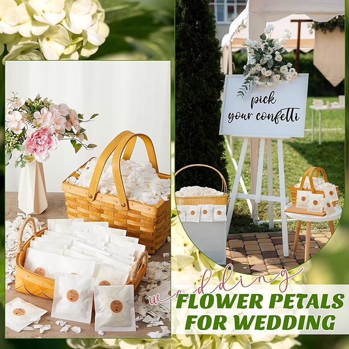 Biodegradable Confetti, Dried Hydrangea Flower Petals with Throw Me Stickers Wedding Confetti Biodegradable Flower Petals for Wedding Ideas Valentines Day Decor(White,103 Pcs)