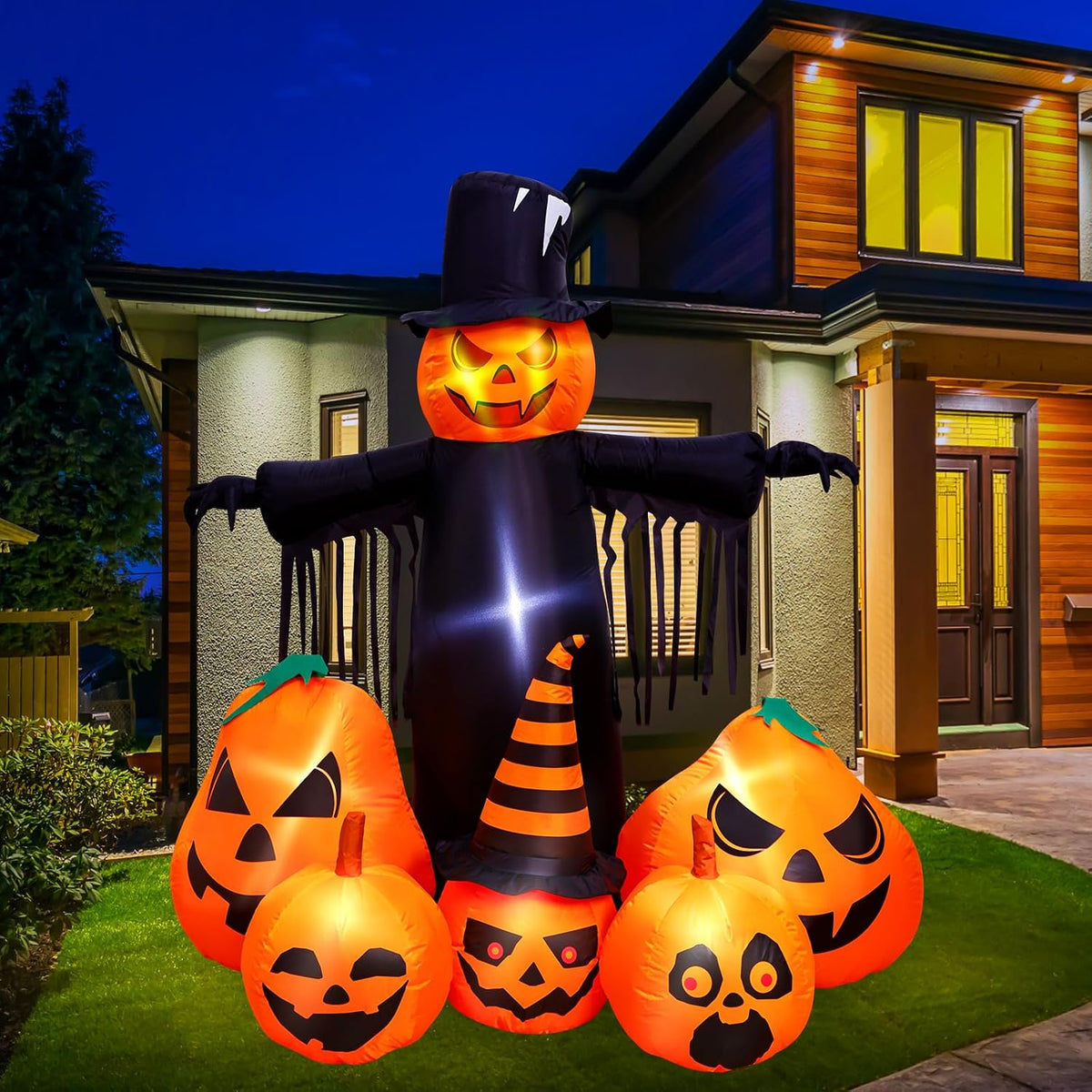 Max Fun 7FT Halloween Inflatables Pumpkin Decorations with LED Build-in Hallo...