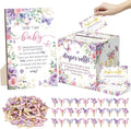 102 Pcs Butterfly Baby Shower Game Supplies Include 50 Diaper Raffle Tickets,1 Diaper Raffle Card Box,1 Don't Say Baby Sign and 50 Mini Butterfly Clothespins for Girls Gender Reveal Party Favors