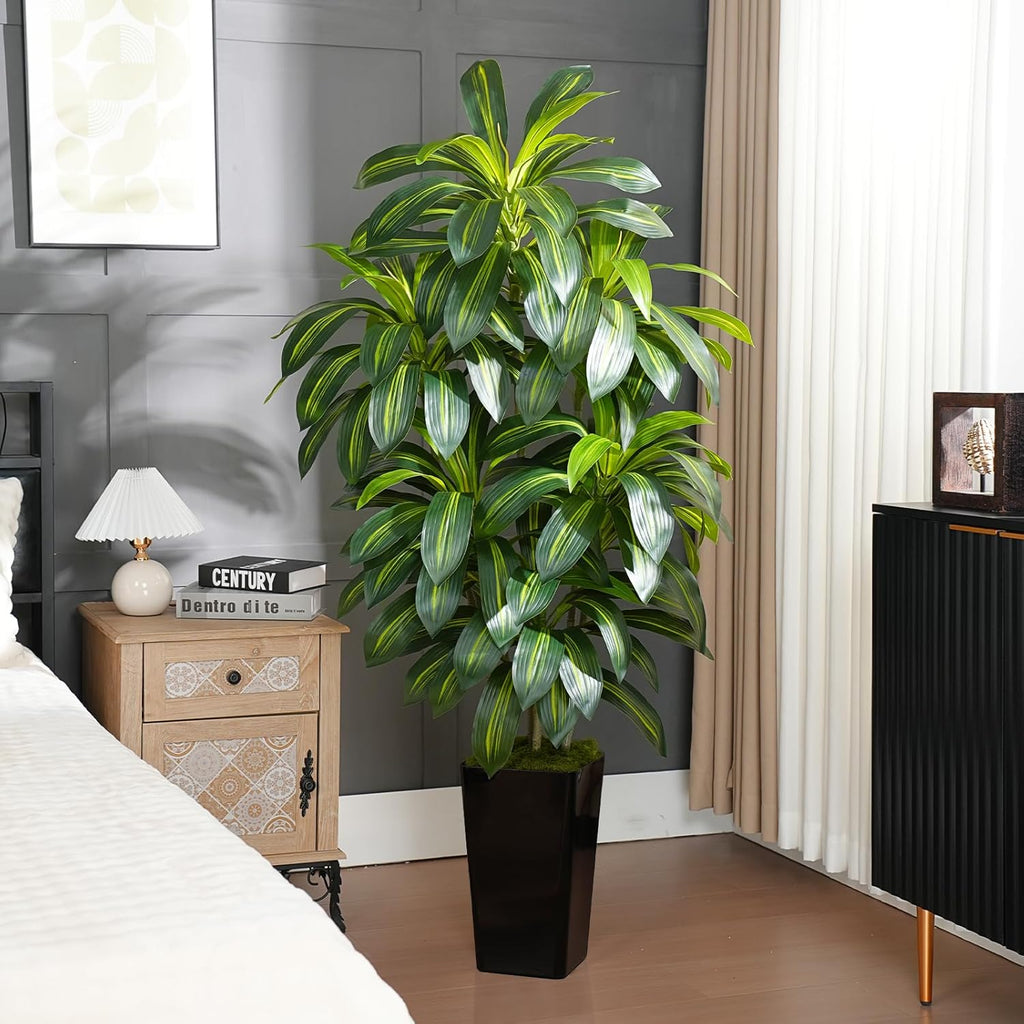 6ft artificial dracaena tree - high-density foliage fake shown in use
