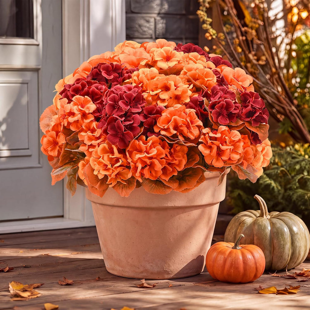fall artificial flowers for outdoors uv resistant, faux, front angle view