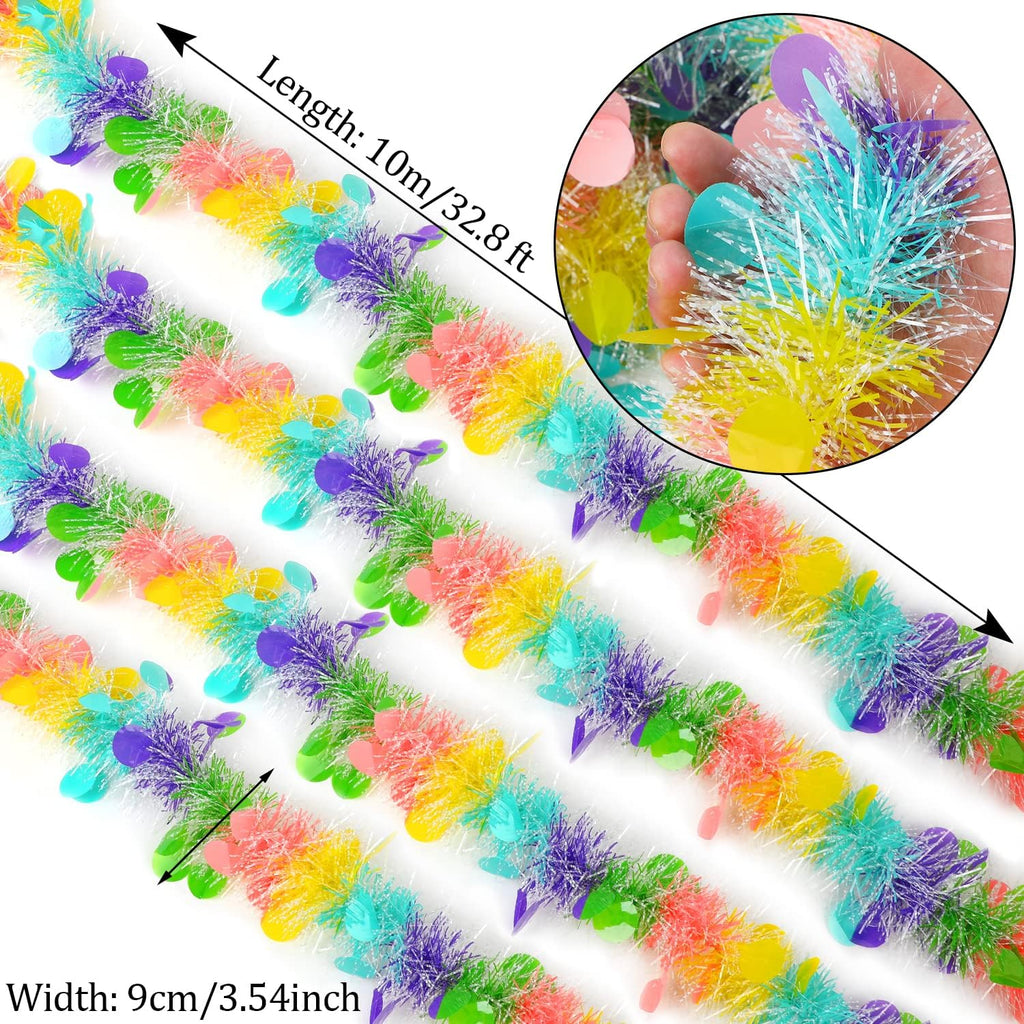 CCINEE 33FT Easter Tinsel Garland, Colorful Tinsel Twist with Confetti Spring Hanging Tinsel Ornament Decoration for Holiday Door Tree Mantel Window Outdoor Party Supplies