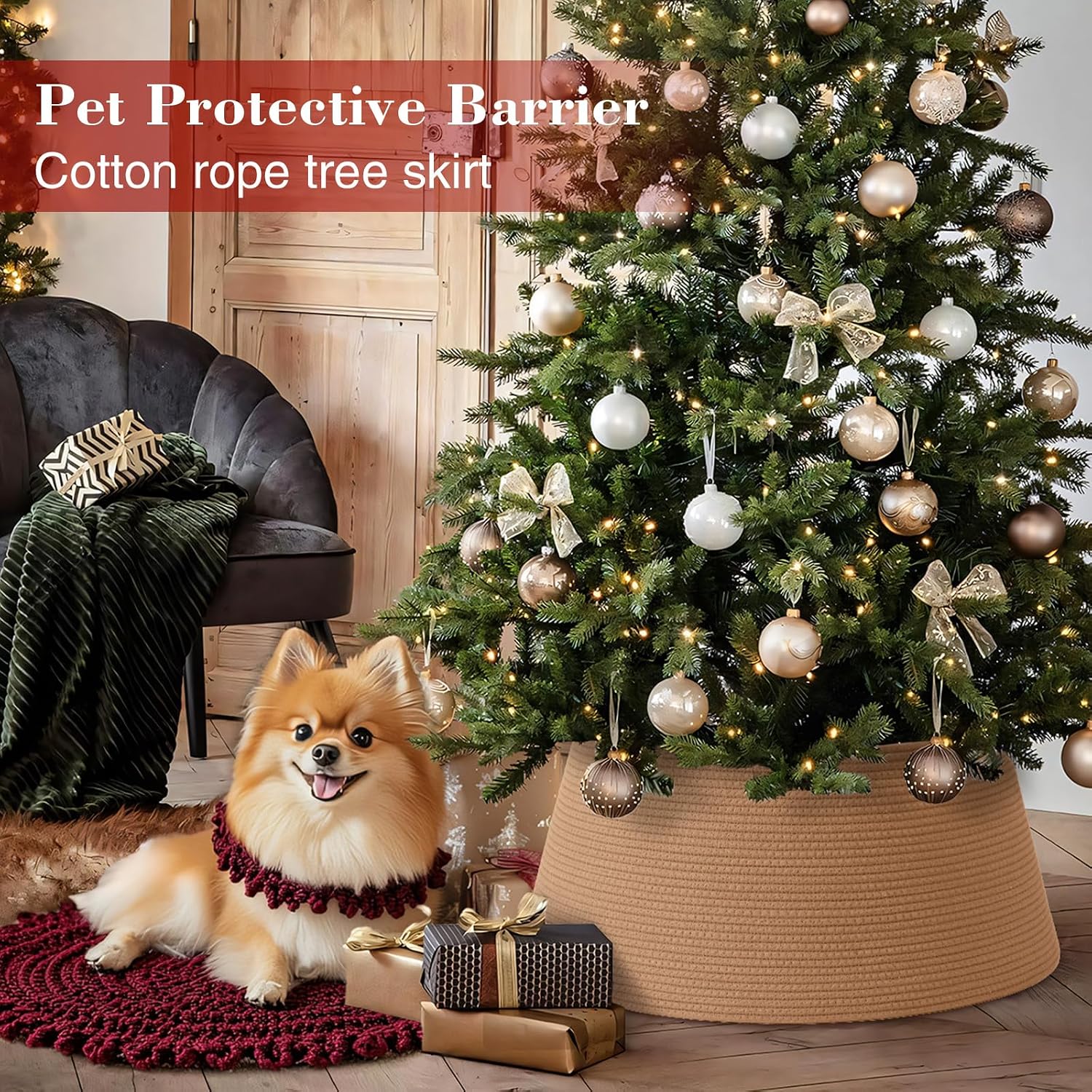 Christmas Tree Collar, Adjustable Tree Collars for Artificial Trees, Xmas Trees Stand Cover, Base Cover for Christmas, 28"×10"