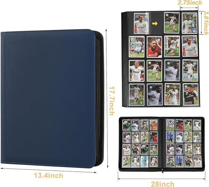 Trading Card Binder 16 Pocket, 1024 Pockets Card Binders, Card Collection Binder, Card Album Folder for MTG, TCG, Sports Cards, Game Cards (Dark Blue)