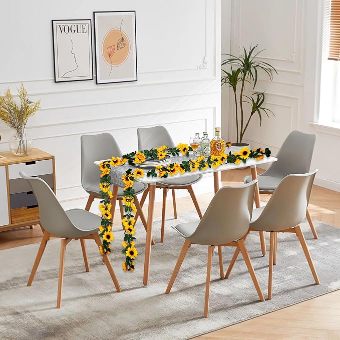 8Pcs 63Ft Sunflower Garland, Fake Hanging Flowers, Sunflower Artificial Flower Vine, Hanging Floral Vine Garland for Wedding, Party, Wall Arch, Halloween, Christmas Summer Garden Backdrop Decor