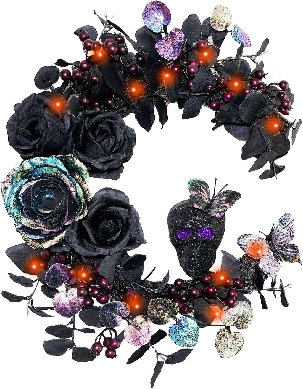 18 inch halloween wreath for front door, iridescent, main product view