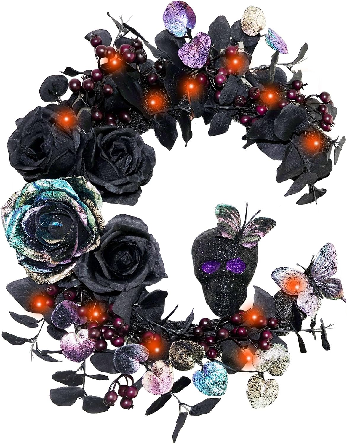 18 inch halloween wreath for front door, iridescent, main product view
