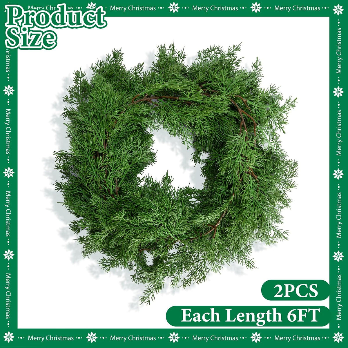 christmas norfolk pine garland, 6 ft dense pines shown in use