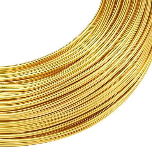 Fashewelry 180 Feet 2mm Gold Aluminum Wire Bendable Metal Craft Wire for Beading Sculpting Jewelry Making