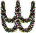 33FT Mardi Gras Tinsel Garland Purple Green Gold Metallic Twist Foil Tinsel Garland Hanging Garland for Carnival Party Indoor Outdoor Decoration