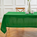 Solino Home Garden Green Linen Tablecloth 60 x 90 Inch - 100% Pure Linen Hemstitch Table Cloth for Rectangle Tables - Classic Hemstitch, Machine Washable Tablecloth for Christmas
