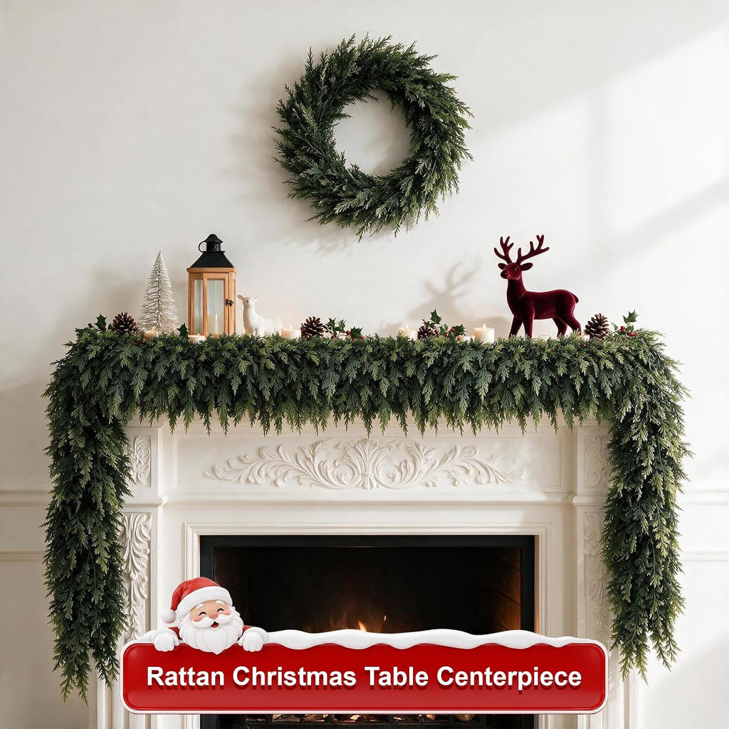 12ft christmas cedar garlands realistic, real touch winter, side view
