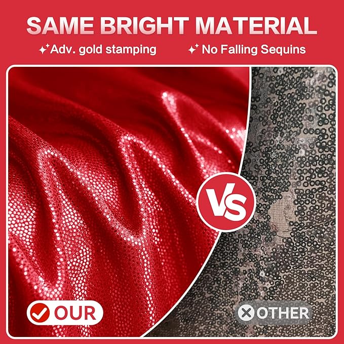gogoparti 10x10FT Red Sequin Backdrop Curtain - 2 Panels of 5x10FT Wrinkle-Free Glitter Drapes for Photography, Birthdays, Weddings & Graduations