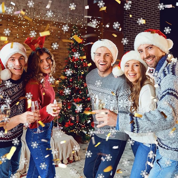 MARFOREVER Christmas Snowflake Glitter Confetti, Silver Snowflake Paper Confetti Snow Sprinkles Winter Wonderland Party Table Centerpiece for Wedding Supplies Christmas Party Decorations