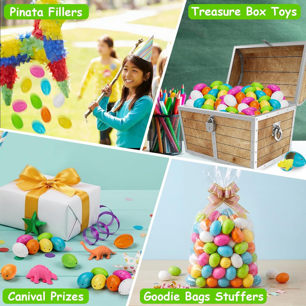 60PCS Small Hatching Dinosaur Eggs for Dinosaur Birthday Party Favors Goodie Bag Stuffers Classroom Carnival Prizes Bulk Non Candy Treats Pinata Fillers Novelty Grow in Water Dino Egg with Toys Inside