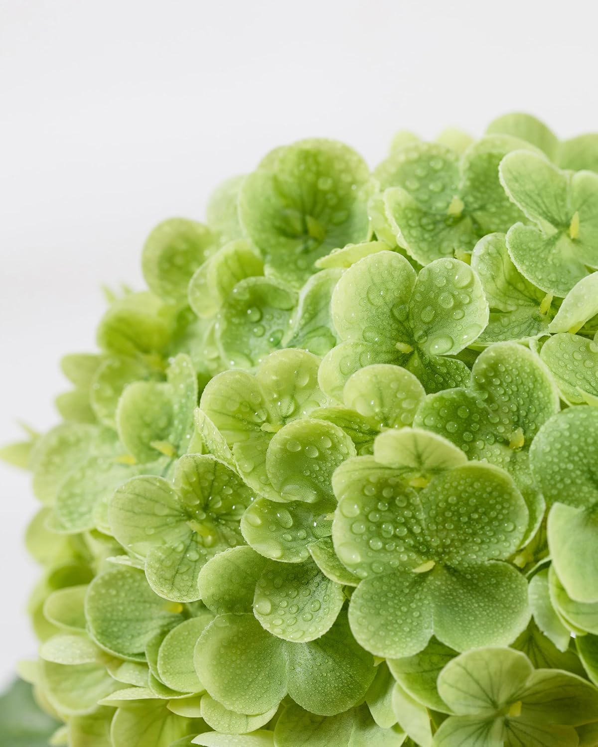 duhouse green artificial hydrangea flowers, 4pcs real touch, close-up detail