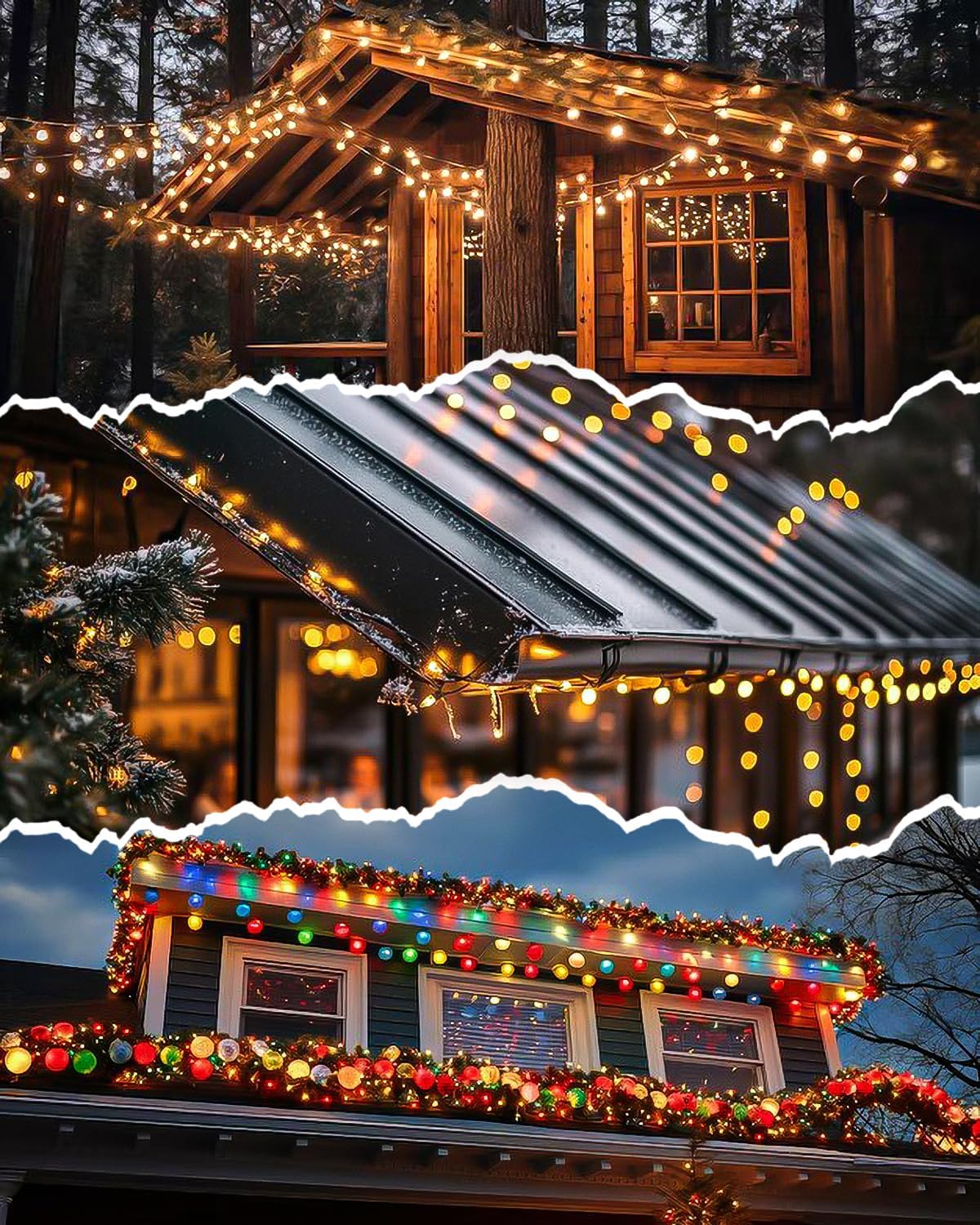 Gutter Clips for Hanging Outdoor Lights: 50Pcs Metal White Weatherproof Christmas Light Clips for Outside String Lights Xmas Halloween Seasonal Rope Mini Decoration Lights