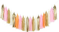Fonder Mols 25pcs Tissue Paper Tassels Garland DIY Kit for Vintage Wedding, Rustic Girl First Birthday Decoration, Pink and Peach Baby Shower Decor A19