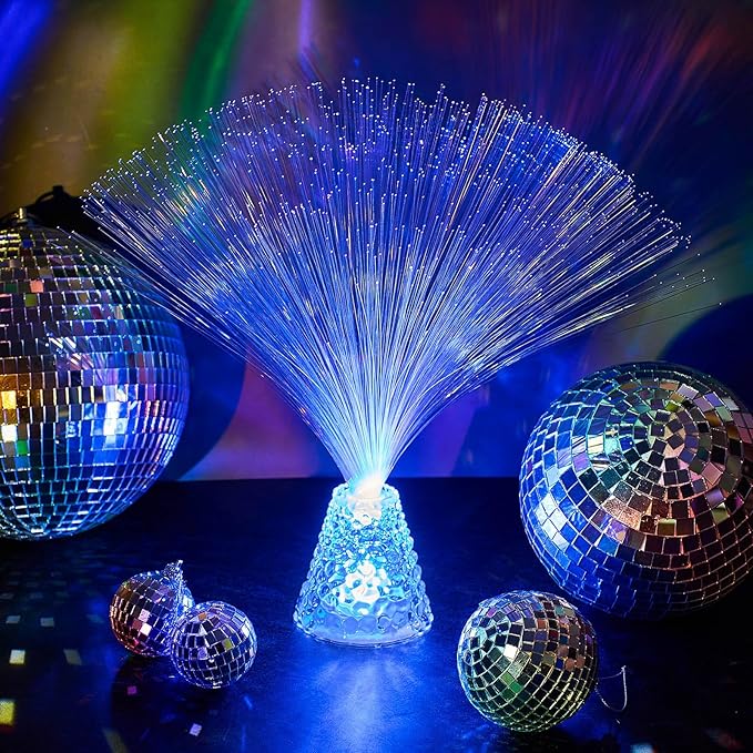 Patelai 10 Pcs LED Fiber Optic Lamp Color Changing Fiber Optic Night Light with Multicolor Glow Decorative Table Centerpiece for Sensory Bedroom Halloween Party Holiday Decorations (Crystal,Clear)