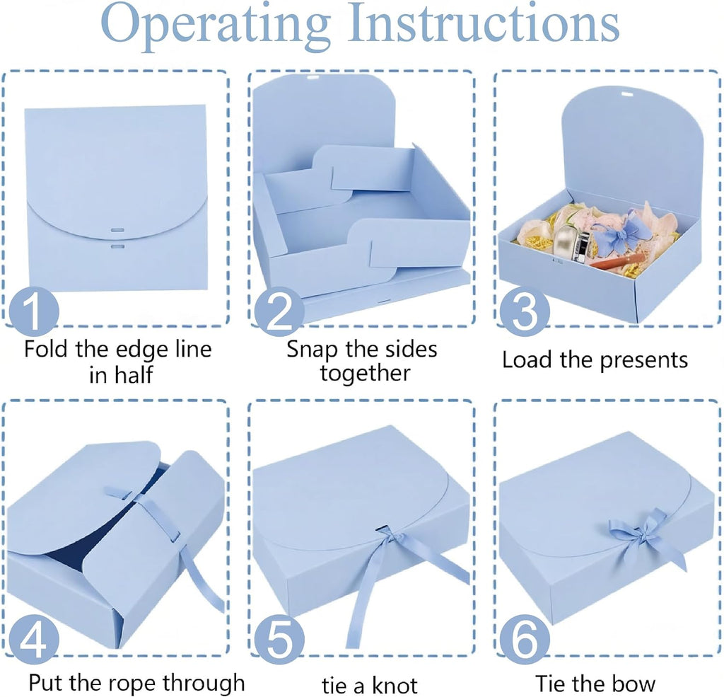PartyGifts&beyond Gift Boxes with Lids for Presents 10 Pack Bridesmaid Proposal Boxes for Wedding,Engagements,Bridal Shower,Party Gift(Light Blue)