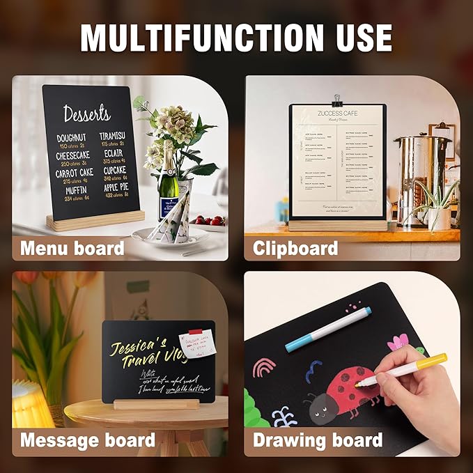 SELEAD Chalk Board Sign Board - 2 Pack 12x16 Inch Decorative Chalkboard with Wooden Stand + Hanging Rope, Table & Wall Decor, Double-Sided Message Menu Food Board for Business, Wedding