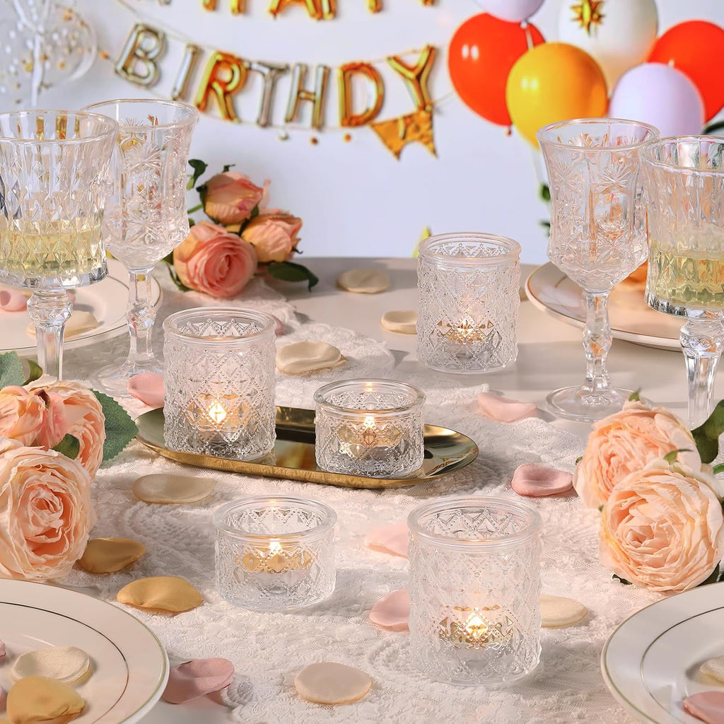 MATAHUM 20 Pcs Clear Tealight Candle Holders, Glass Votive Candle Holders Bulk, 2 Sizes for Wedding Table Centerpieces, Bridal Shower, Baby Shower, Birthday Party Decorations