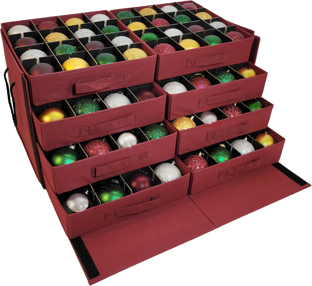 612 Vermont Christmas Ornament Storage Box with Adjustable Acid-Free Dividers, Holds 128 – 3 Inch Ornaments (SB-40043-VT)