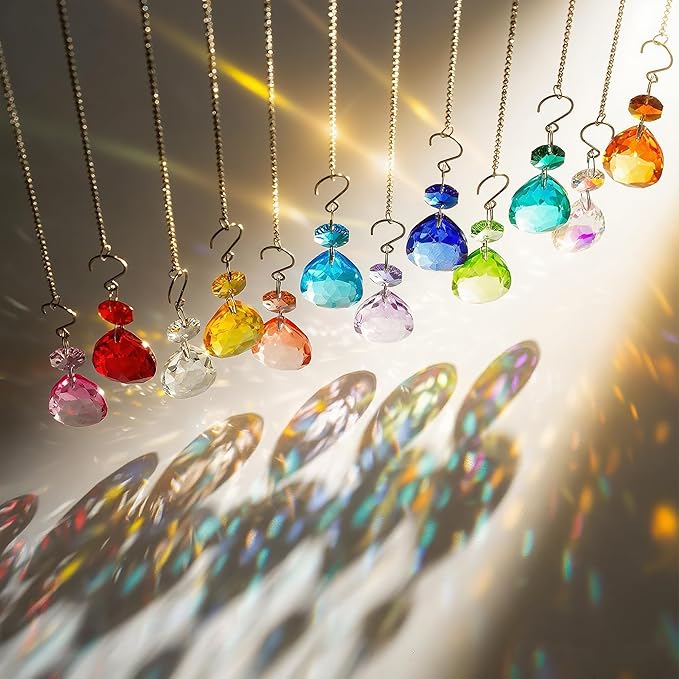 H&D HYALINE & DORA 3Inch Crystal Suncatcher Bauhinia Prisms Pendants 10Pcs Chandelier Crystals Replacement Hanging Sun Catcher Beads for DIY Arts Crafts Decor (Pink)