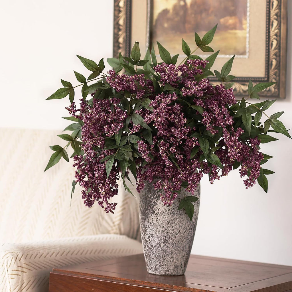 36" artificial nandina berry stem, fake branches for on a desk or shelf