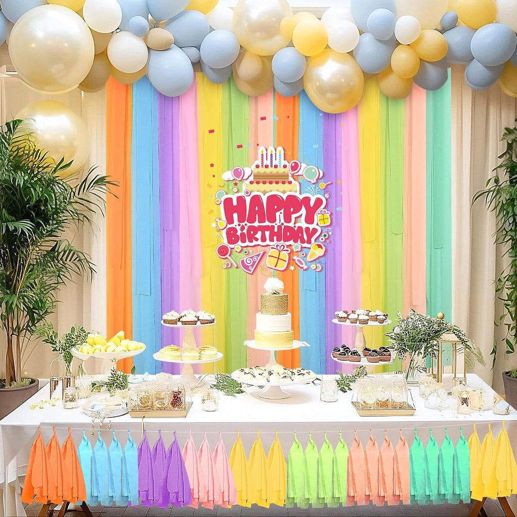 Oubest Crepe Paper Streamers 2.2 Inch x 656 Feet Ideal Party Supplies & Decorations for Birthdays Baby Showers Bachelorettes Weddings DIY, 8 Rolls Pastel Streamers Backdrops, Doorway & Wall Decor