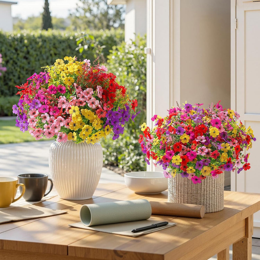 shareconn 48 bundles artificial flowers for outdoors uv, side view