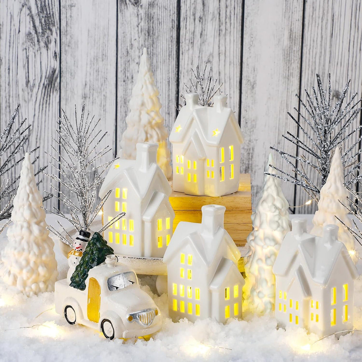 doublefill christmas village sets of 17, 4 led, main product view