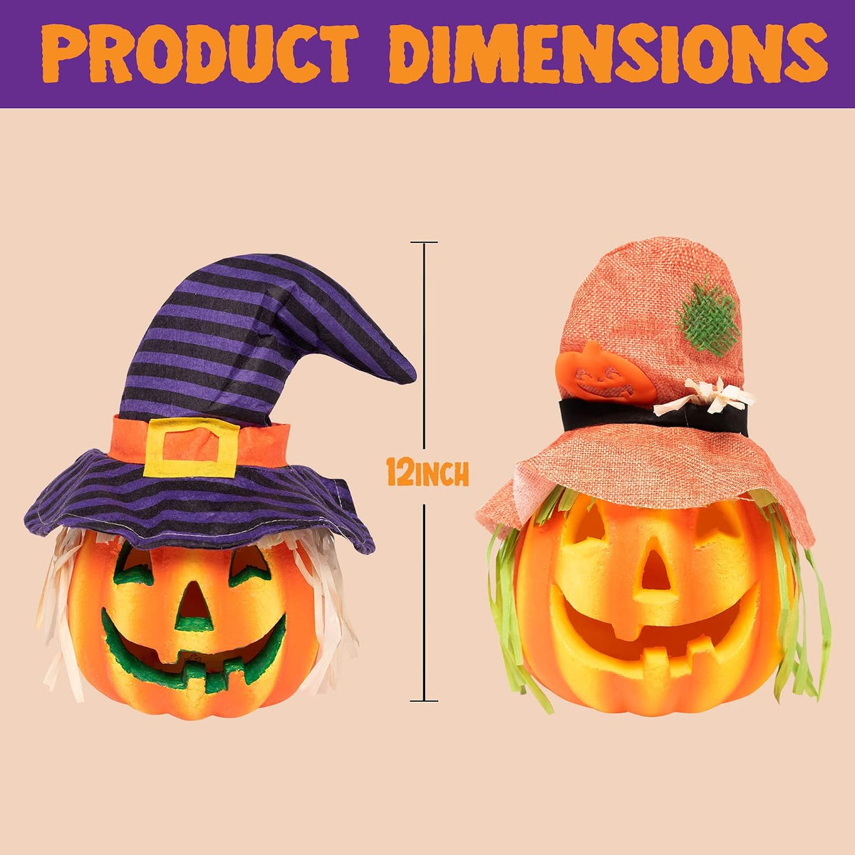 JOYIN 6 Pcs Light Up Pumpkins Halloween Decorations Outdoor Indoor Jack O Lan...