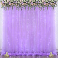 Lavender Tulle Backdrop Curtain with Led Lights for Wedding Baby Shower Girls 10ft X 8ft Lilac Lavender Sheer Backdrop Curtain for Birthday Party Bridal Shower Photoshoot Background Decorations