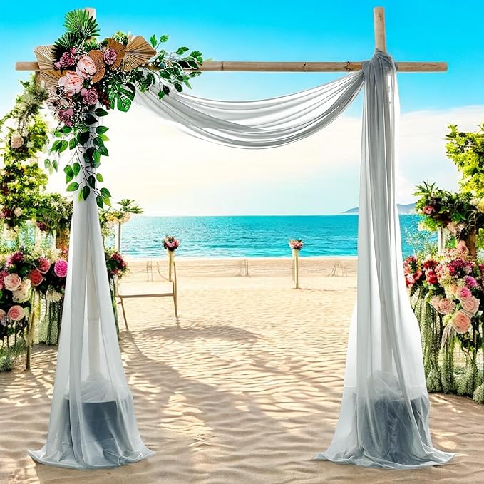 MDS Halloween Chiffon Draping Fabric - 2 Panel, 30" Wide x 50ft Long - Sheer Spooky Arbor & Canopy Drapery for Haunted House Backdrops, Party Ceilings, DIY Costumes & Themed Events - Gray