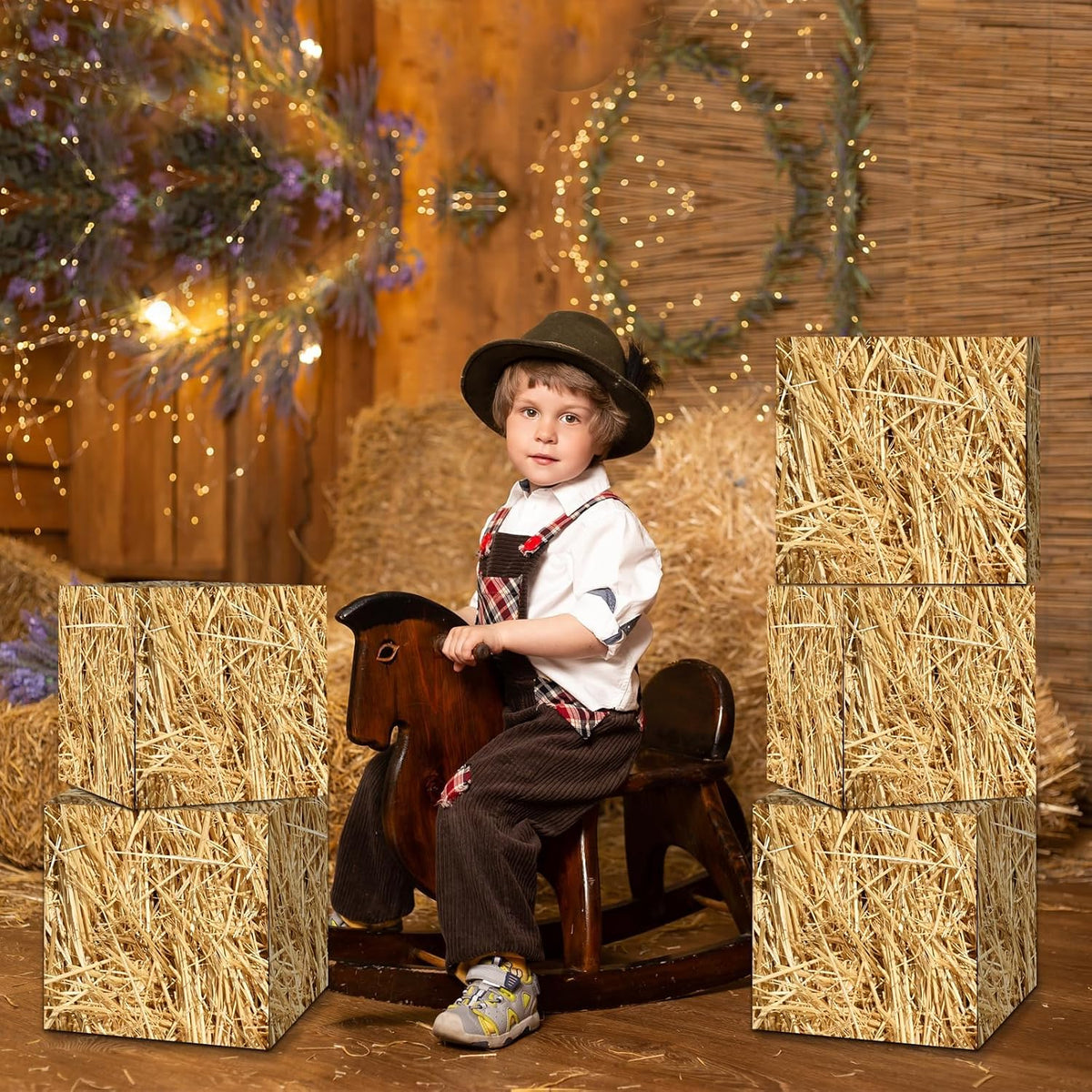 YLOLUL 12 Pcs Hay Bales Boxes Large Decor Bulk Western Cowboy Party Decoratio...