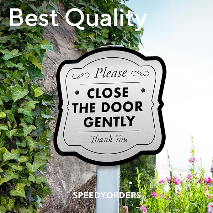 Custom Personalized Aluminum Outdoor Metal Signs, Waterproof & Made In USA - Design 3 Metallic Silver 12x12 inches Driveway Sign