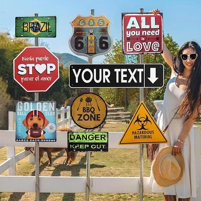 Custom Vintage Metal Sign Personalized Direction Street Signs with Text Logo Image Rust-Resistant Fade Resistant Aluminum Sign for Home Office Outdoor Business