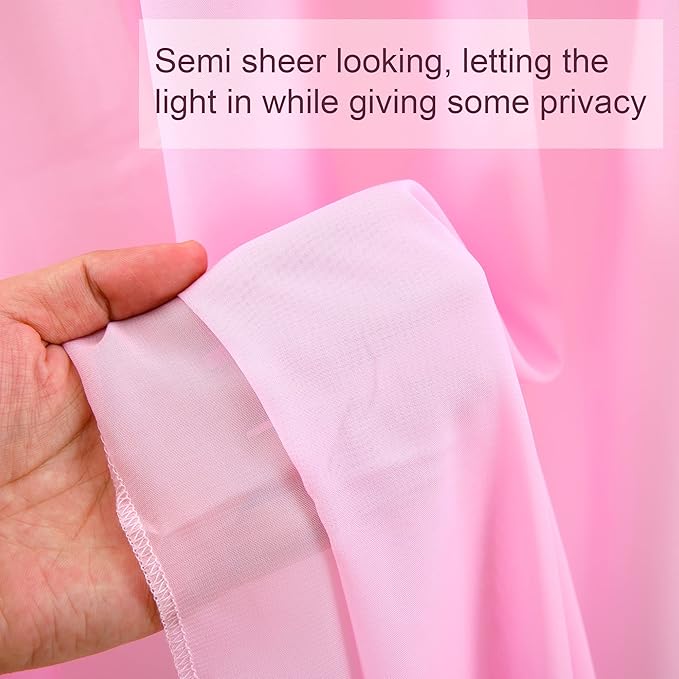 10ft x 10ft Pink Backdrop Curtains, Wrinkle-Free Sheer Chiffon Fabric Photo Backdrop Drapes for Wedding Arch Party Ceremony Stage Photography Decorations