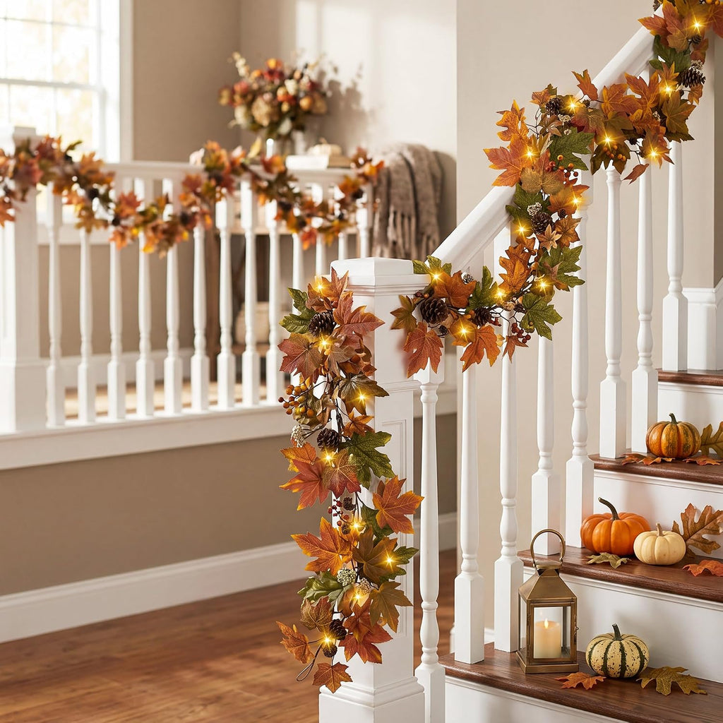 artgar fall maple leaf garland, 6 ft fall, package contents