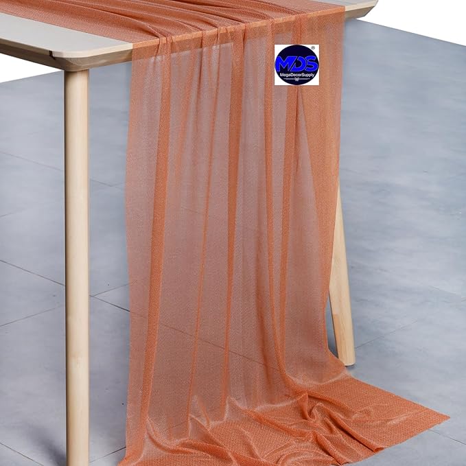 MDS Halloween Chiffon Table Runner - 25 Pack, 29 x 170 Inches, 14ft Each - Sheer Spooky Table Runners for Haunted House Parties, Trick-or-Treat Tables, Witchy Décor, Wedding & Events - Coral Peach