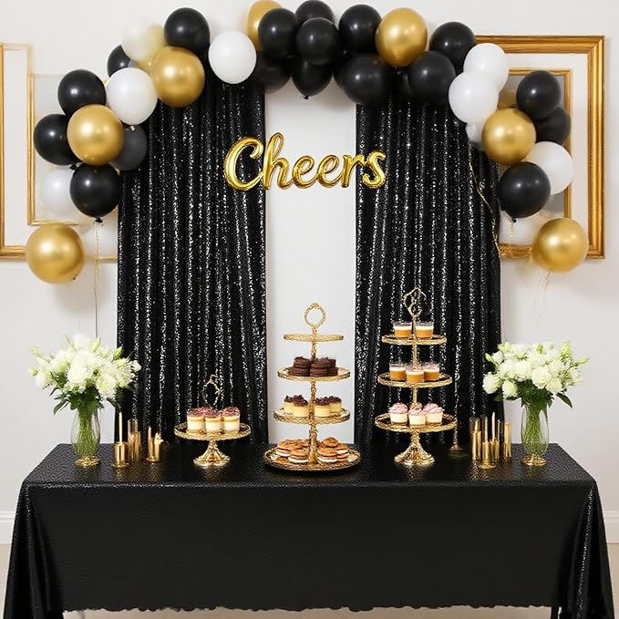 Sequin Backdrop 6x8FT Black Halloween Background Sequin Fabric Glitter Backdrop Curtains for Birthday Party Baby Shower Decoration