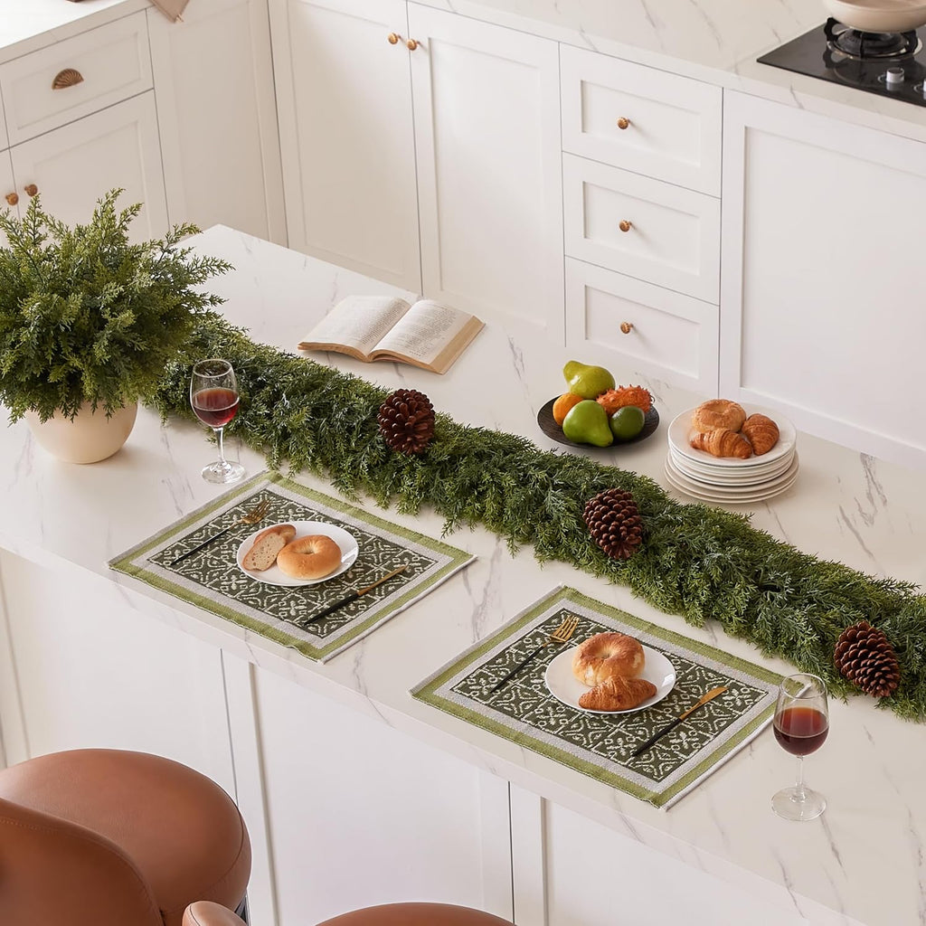 picktop 8 ft cedar garland, realistic high-density artificial, front angle view