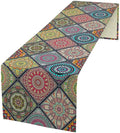 Boho Bohemian Table Runner, Vintage Indian Floral Print Table Cover for Farmhouse Kitchen Dining Table Decor Holiday Party, 13x60inch