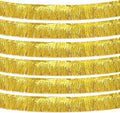Gold Foil Fringe Garland 10FT 6packs, Metallic Foil Tinsel Fringe Banners for Parade Float Decorations Wedding, Birthday Party Graduation (six Gold)