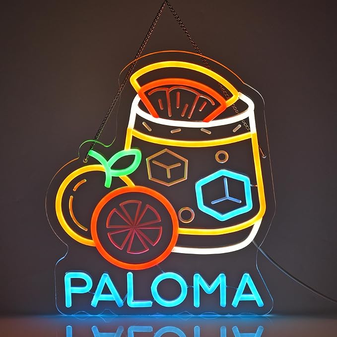 CNBEYOUNG Paloma Neon Sign, Neon Lights Hanging Wall Art Decoration for Mexican Restaurants Shop Cocktail Bar Kitchen Party Home Decor, USB - Driven, Super Bright & Adjustable,15x 12.6inches