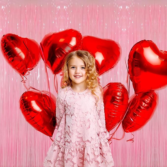 GOER 3.2 ft x 8.2 ft Metallic Tinsel Foil Fringe Curtains Party Photo Backdrop Party Streamers for Birthday,Graduation,New Year Eve Decorations Wedding Decor(1 Pack,Candy Pink)
