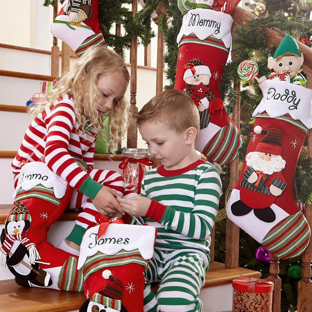 Let's Make Memories Personalized Christmas Stocking for Cat - Snow Cap - 3D Plush Character - Embroidered Name - Christmas Decor - Holiday Décor - Customized Stockings for Family - Dog